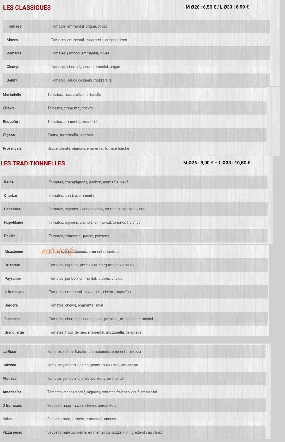 top pizza — carte page 1