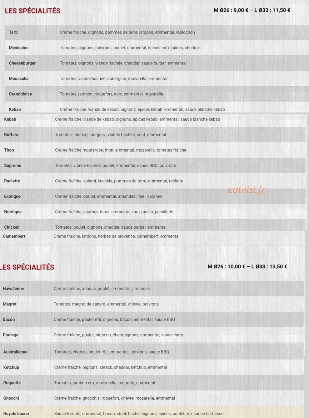 top pizza — carte page 2