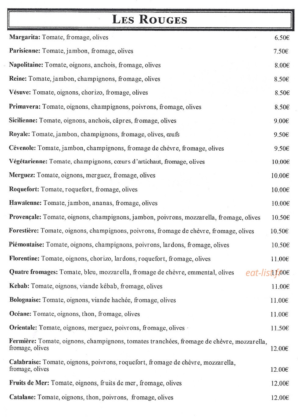 Antoin’Pizza — carte page 1