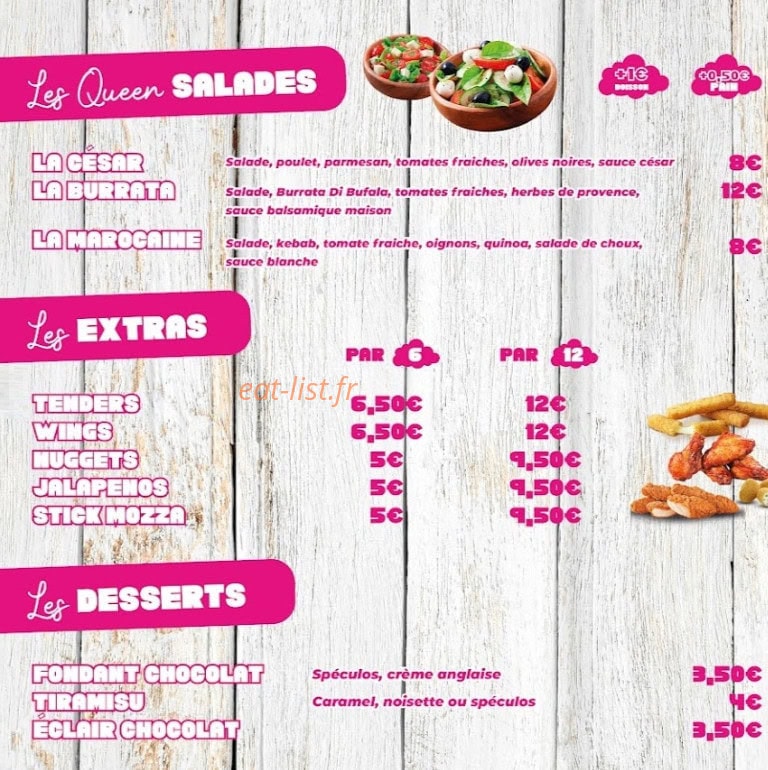 Queen Burger — carte page 3