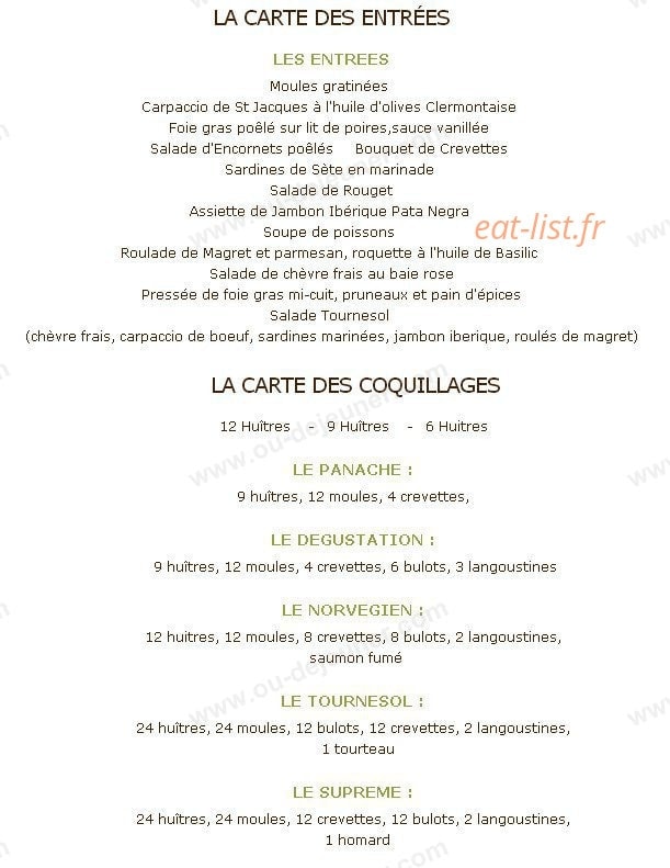 Le Tournesol — carte page 2