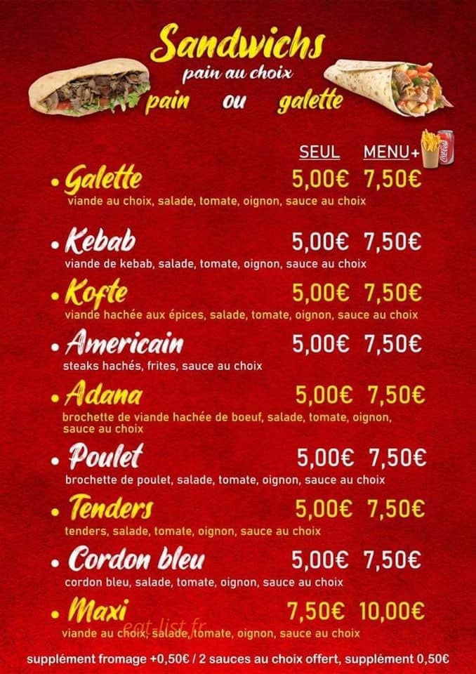 Ankara Kebab — carte page 1