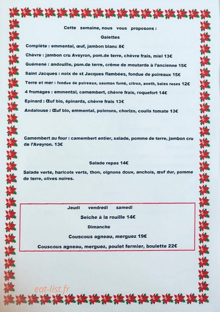 La Crêperie — carte page 1