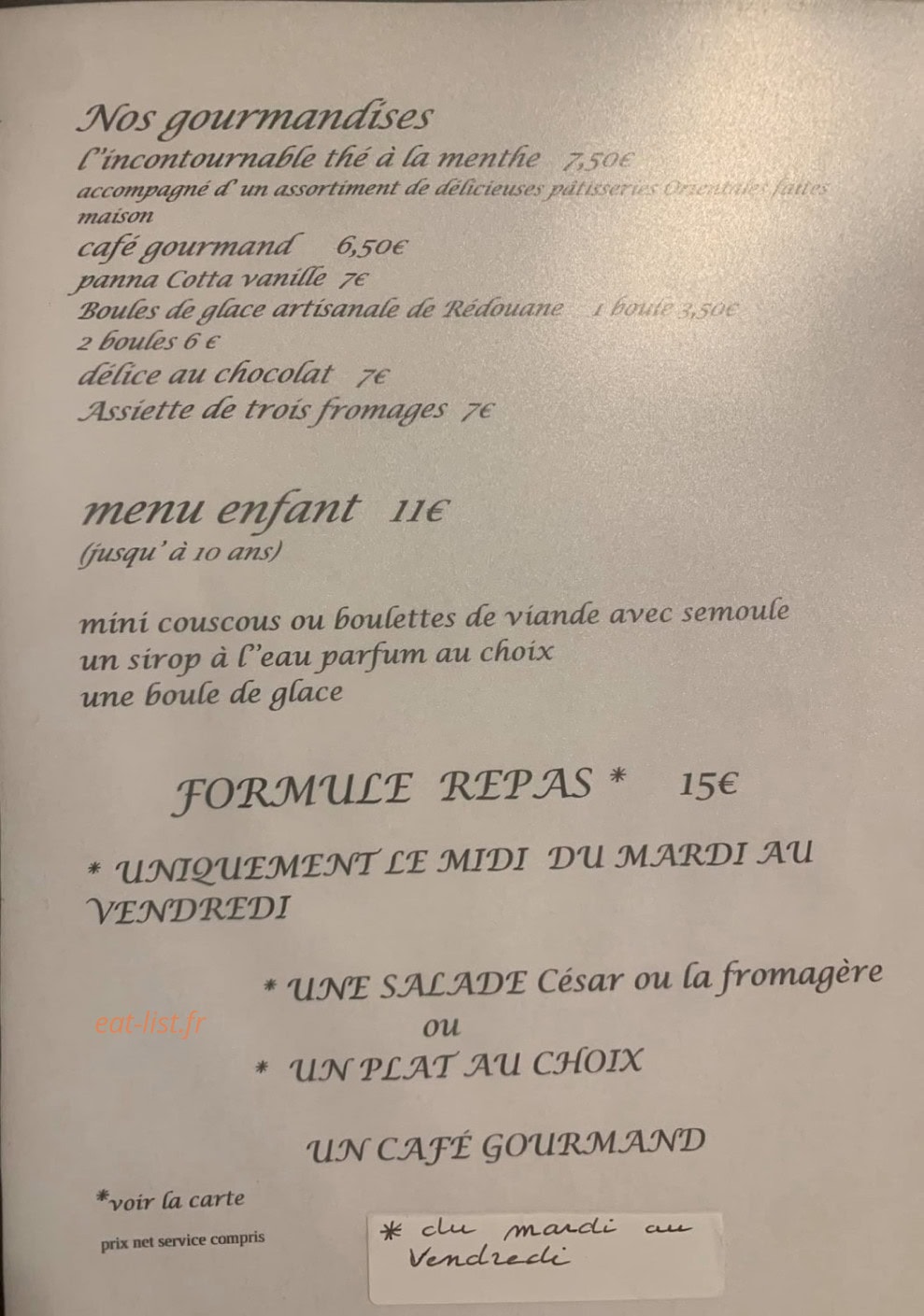 La Table De Rédouane — carte page 2