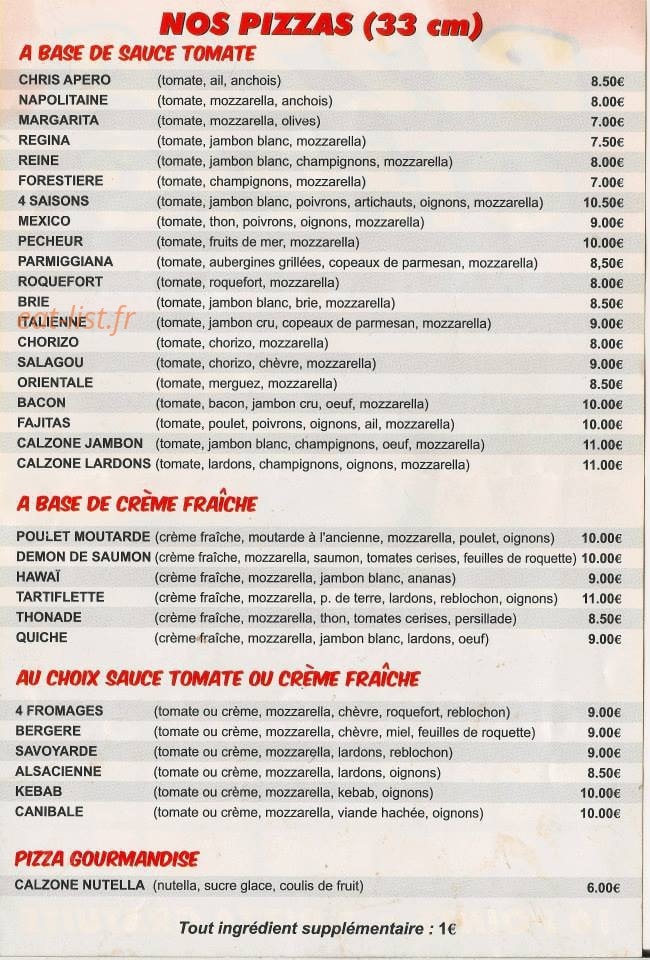 Pizza Chris — carte page 2
