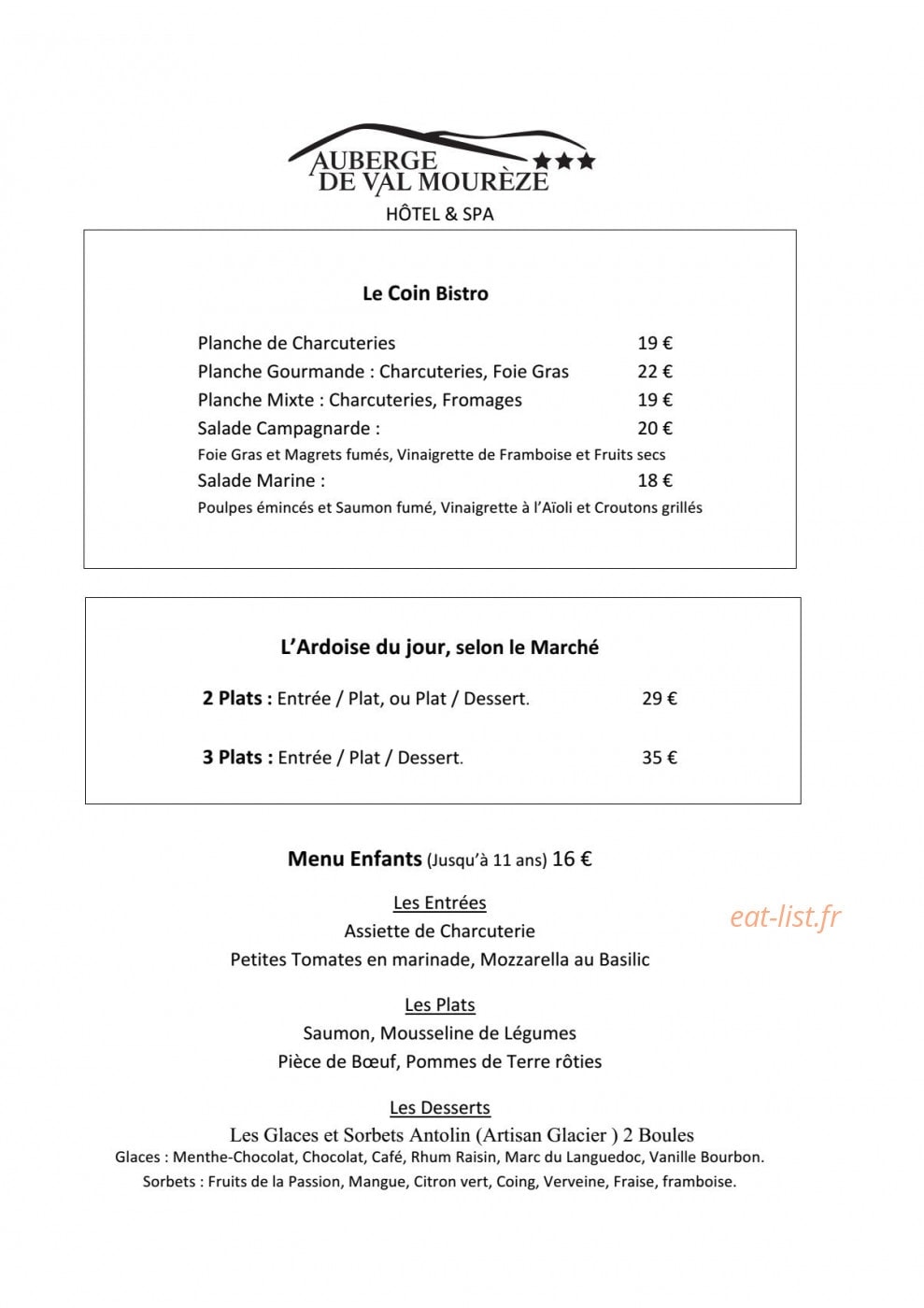 Auberge de Val Mourèze — carte page 2
