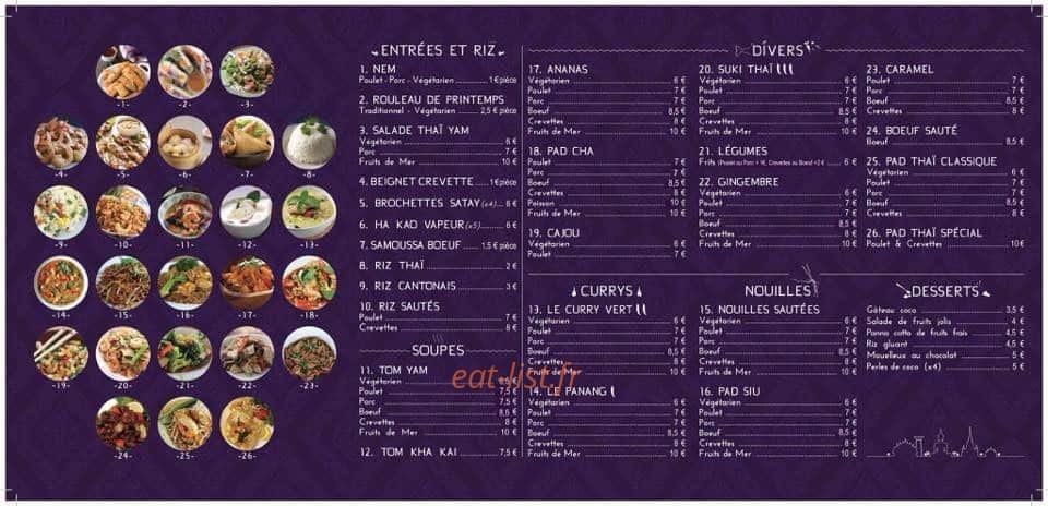 Nisa Thai Shop — carte page 1