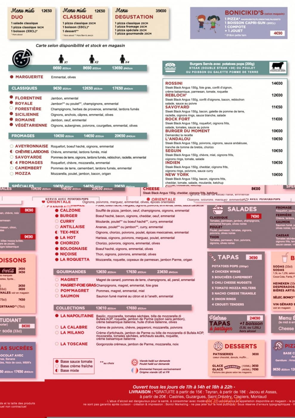 Pizza Bonici — carte page 1