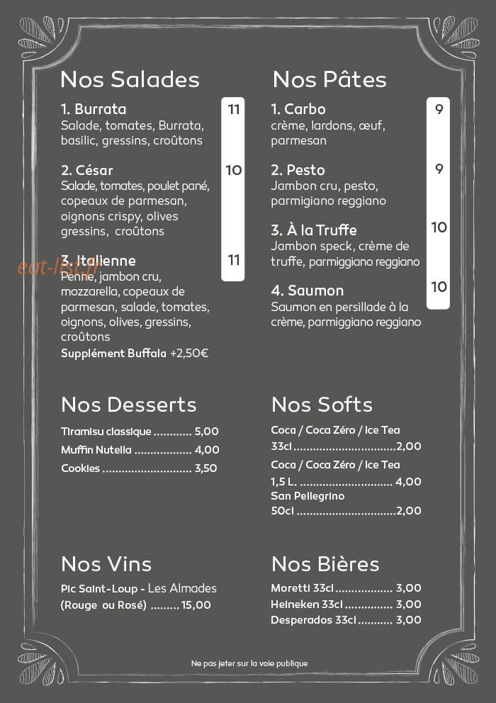 Grazie Pizzeria — carte page 4