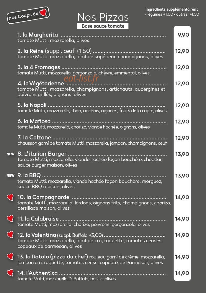 Grazie Pizzeria — carte page 2