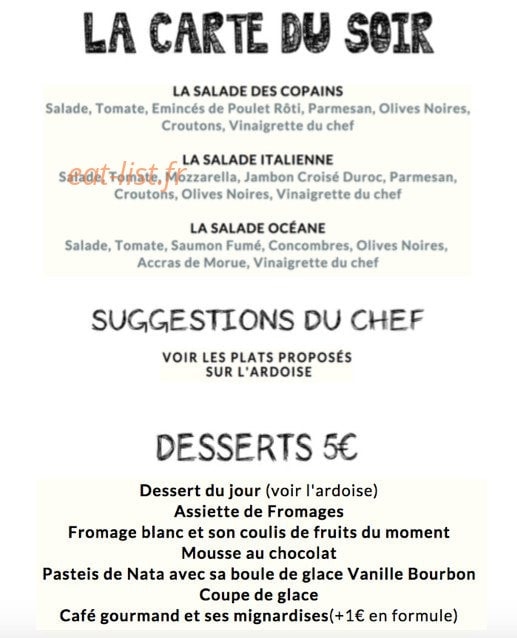 La Table Des Copains — carte page 4