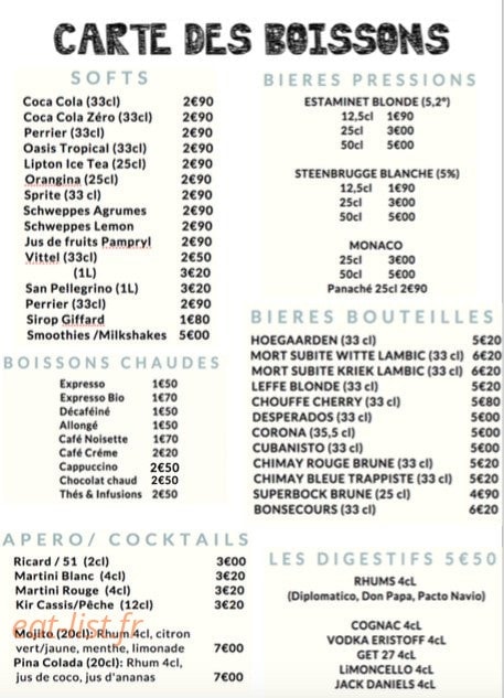 La Table Des Copains — carte page 6
