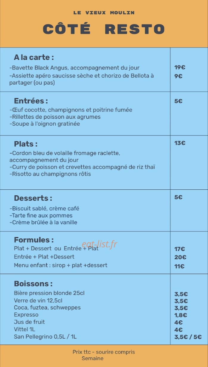 Côté Resto - Le Vieux Moulin — carte page 1