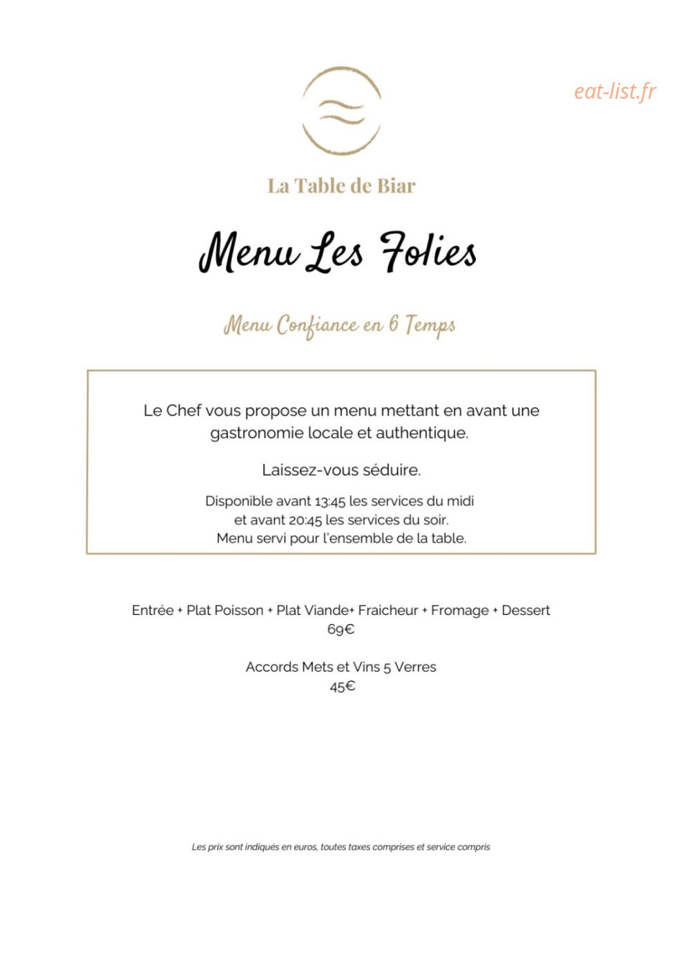 La Table de Biar — carte page 5