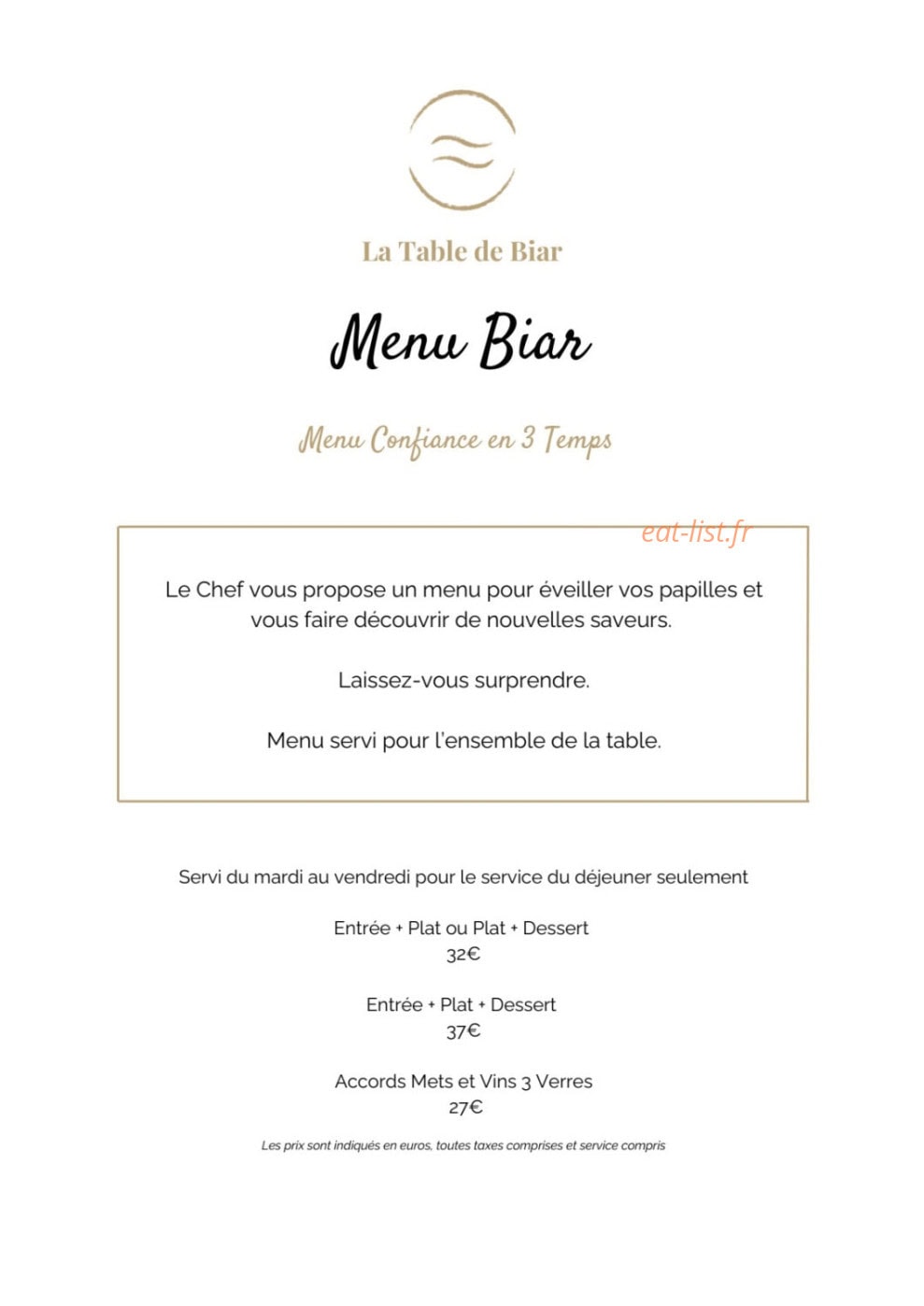 La Table de Biar — carte page 3