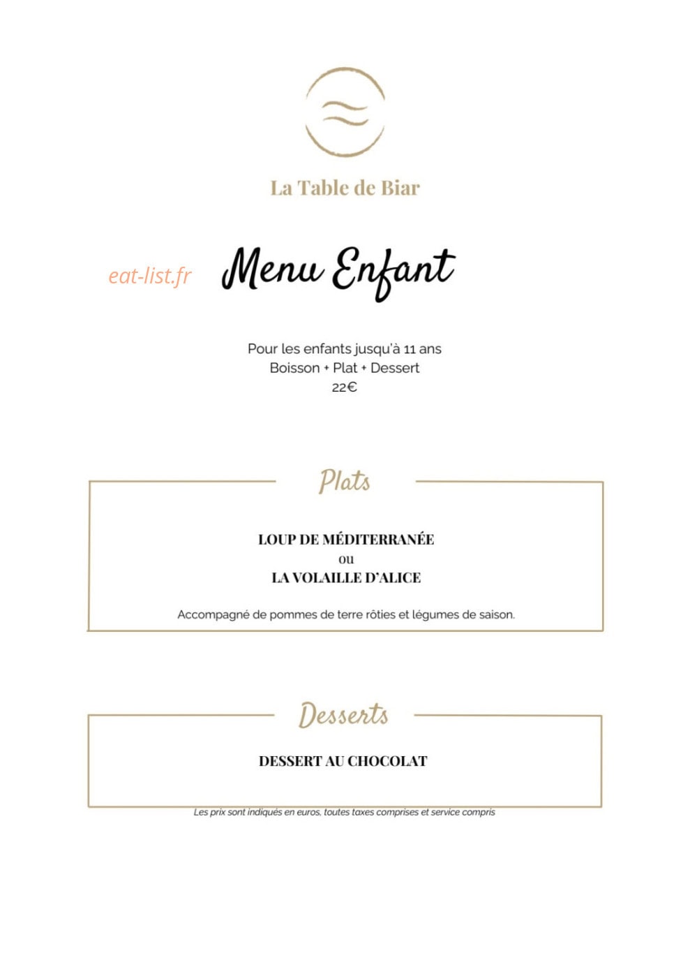 La Table de Biar — carte page 6