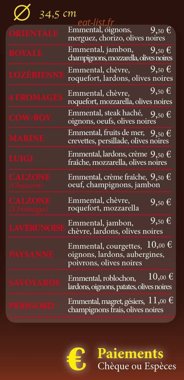 Luigi Pizza — carte page 3