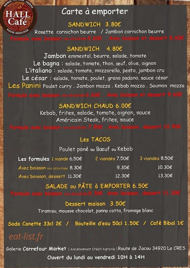 Hall Café — carte page 2
