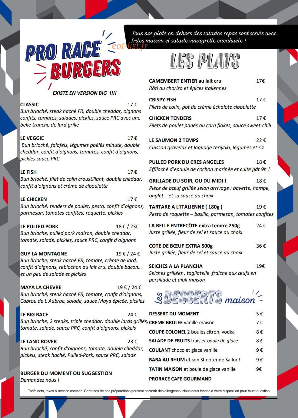 Pro Race Cafe — carte page 2