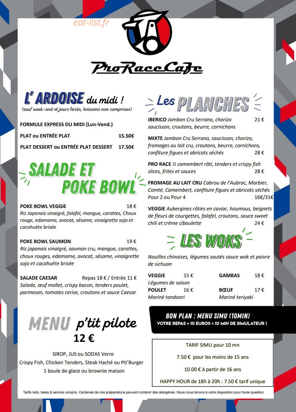 Pro Race Cafe — carte page 3
