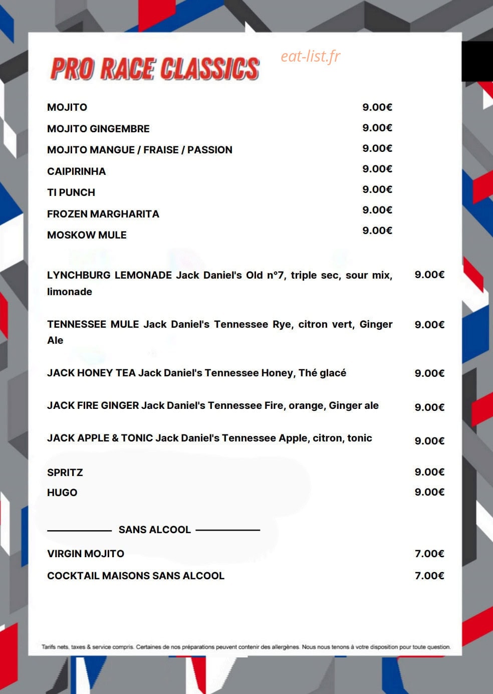 Pro Race Cafe — carte page 7