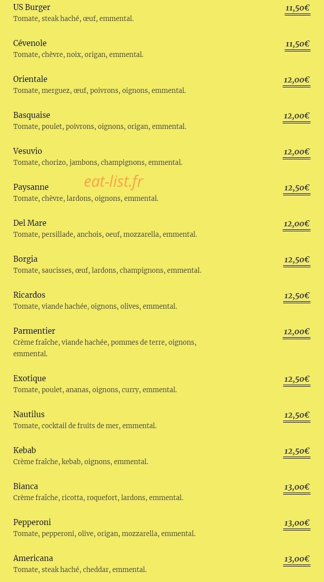 Avanti Pizza — carte page 2