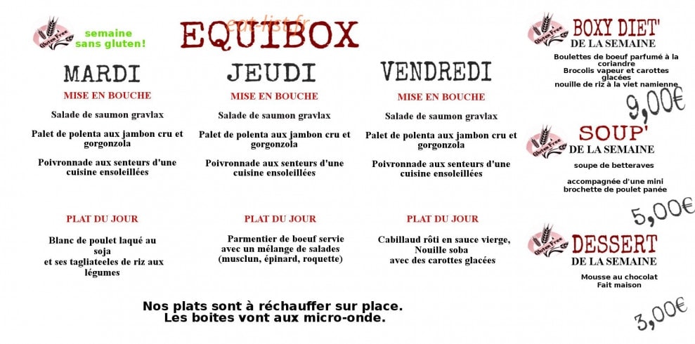 Ginie Gourmet — carte page 1