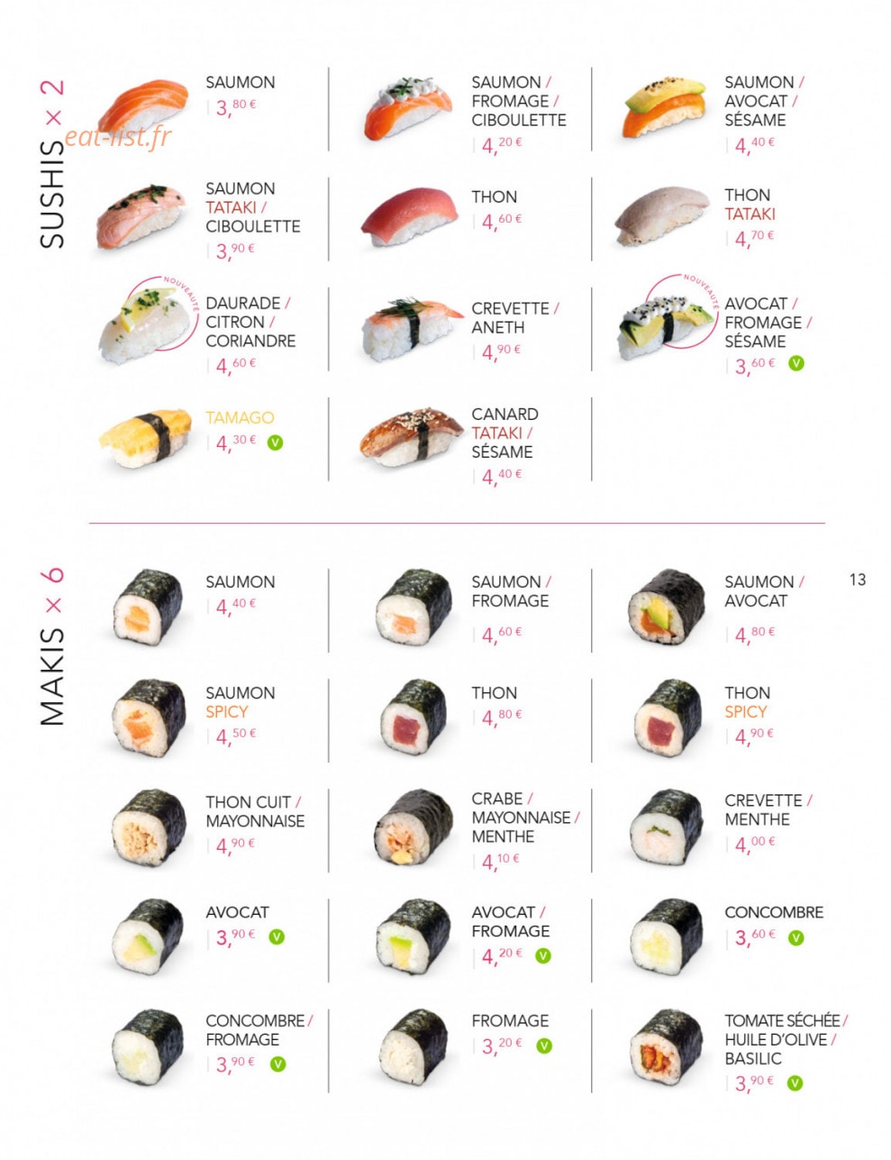 Lady Sushi — carte page 13