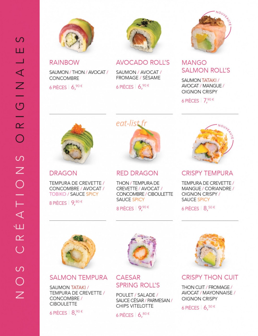 Lady Sushi — carte page 20