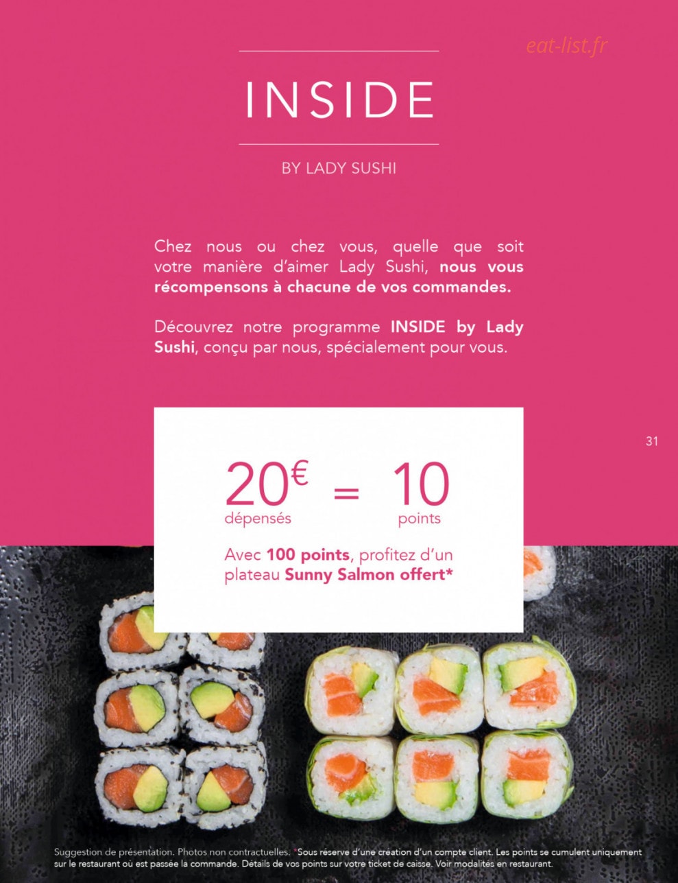 Lady Sushi — carte page 31