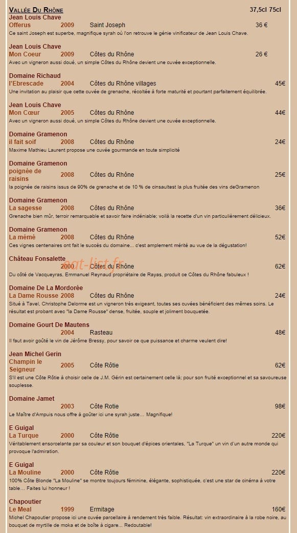 Le Bistrot d'Ariane — carte page 4