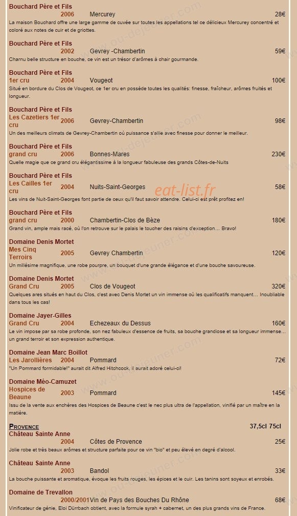 Le Bistrot d'Ariane — carte page 7
