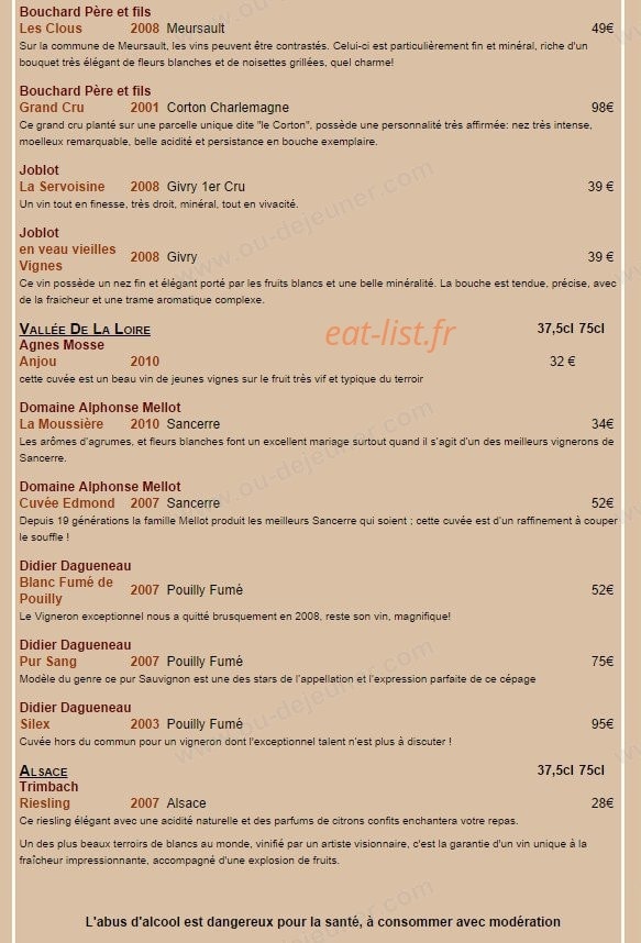 Le Bistrot d'Ariane — carte page 11