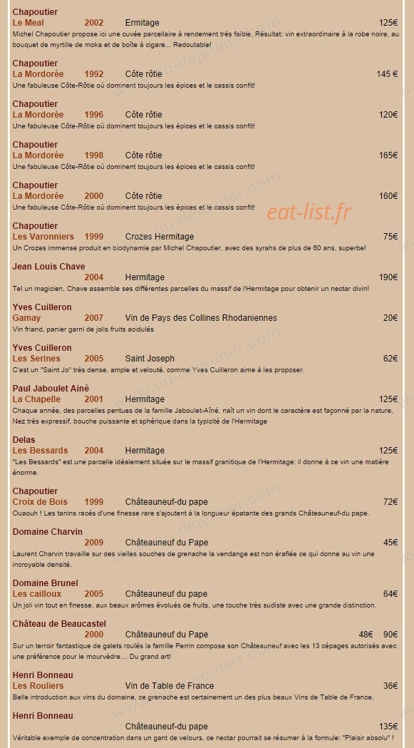 Le Bistrot d'Ariane — carte page 5