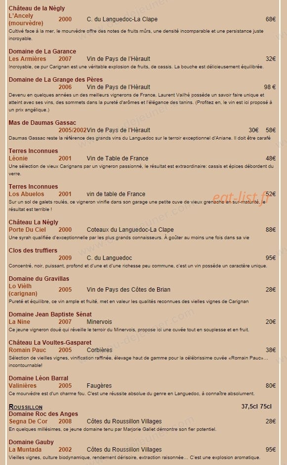 Le Bistrot d'Ariane — carte page 3