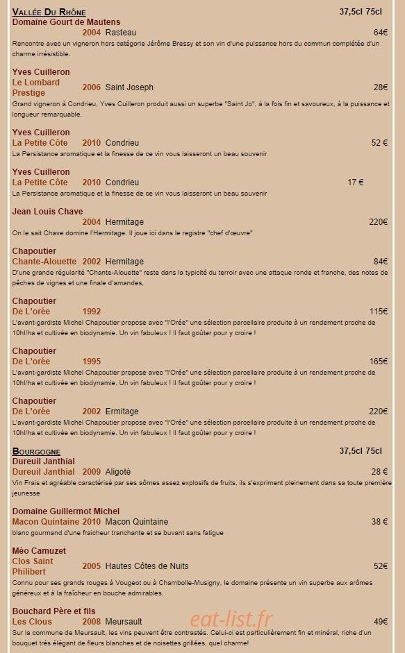Le Bistrot d'Ariane — carte page 10