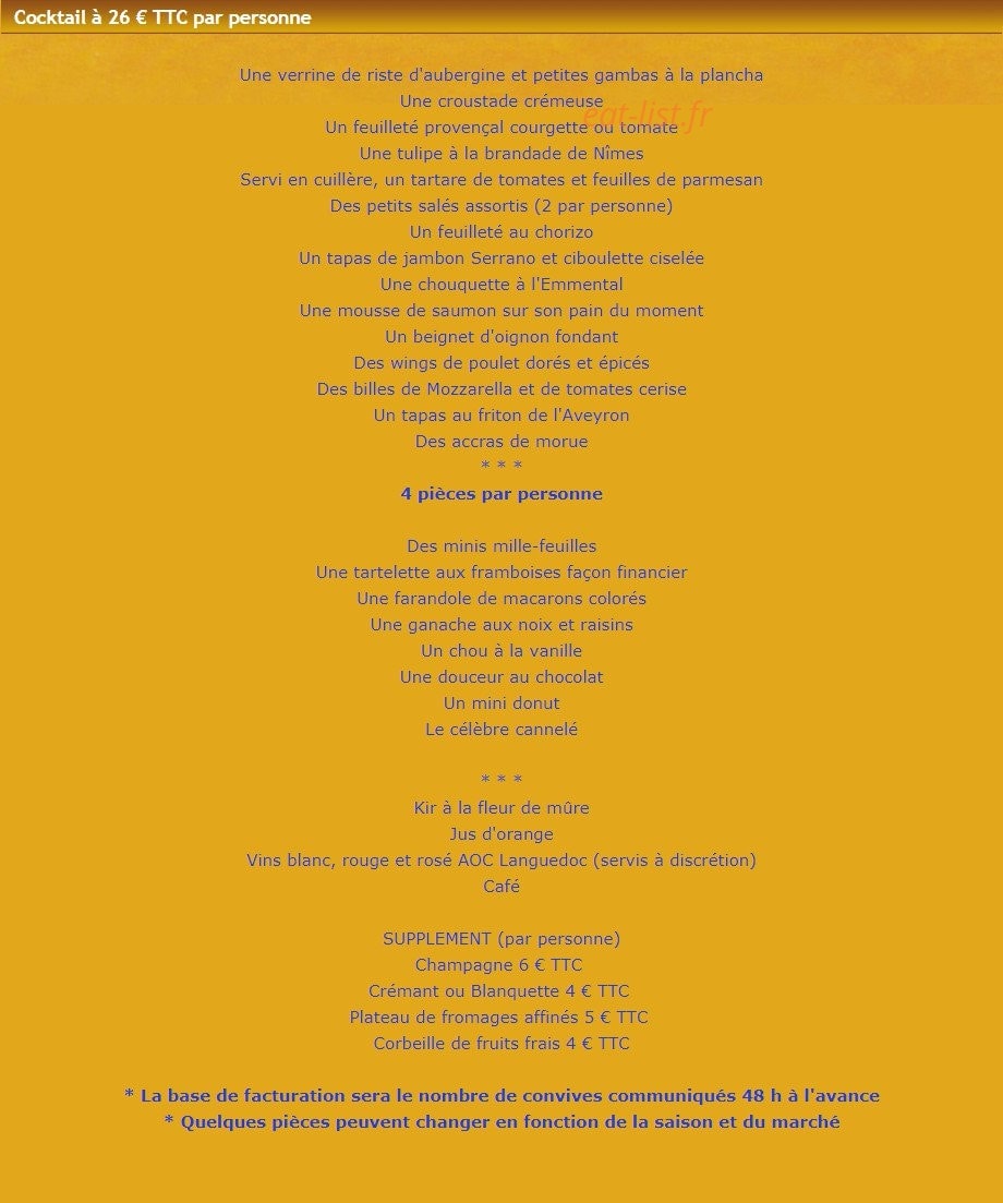 Les Cuisiniers Vignerons — carte page 8