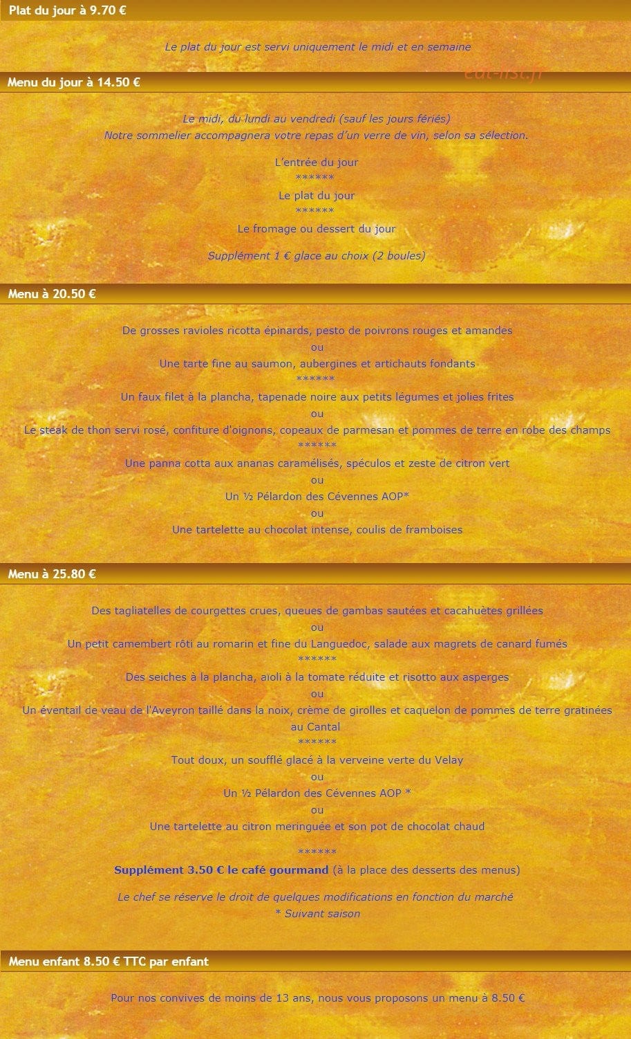 Les Cuisiniers Vignerons — carte page 6