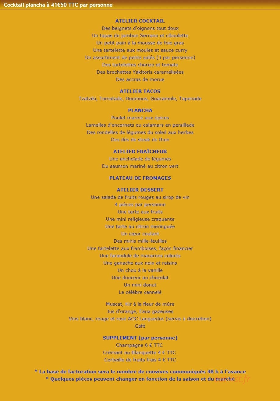 Les Cuisiniers Vignerons — carte page 11