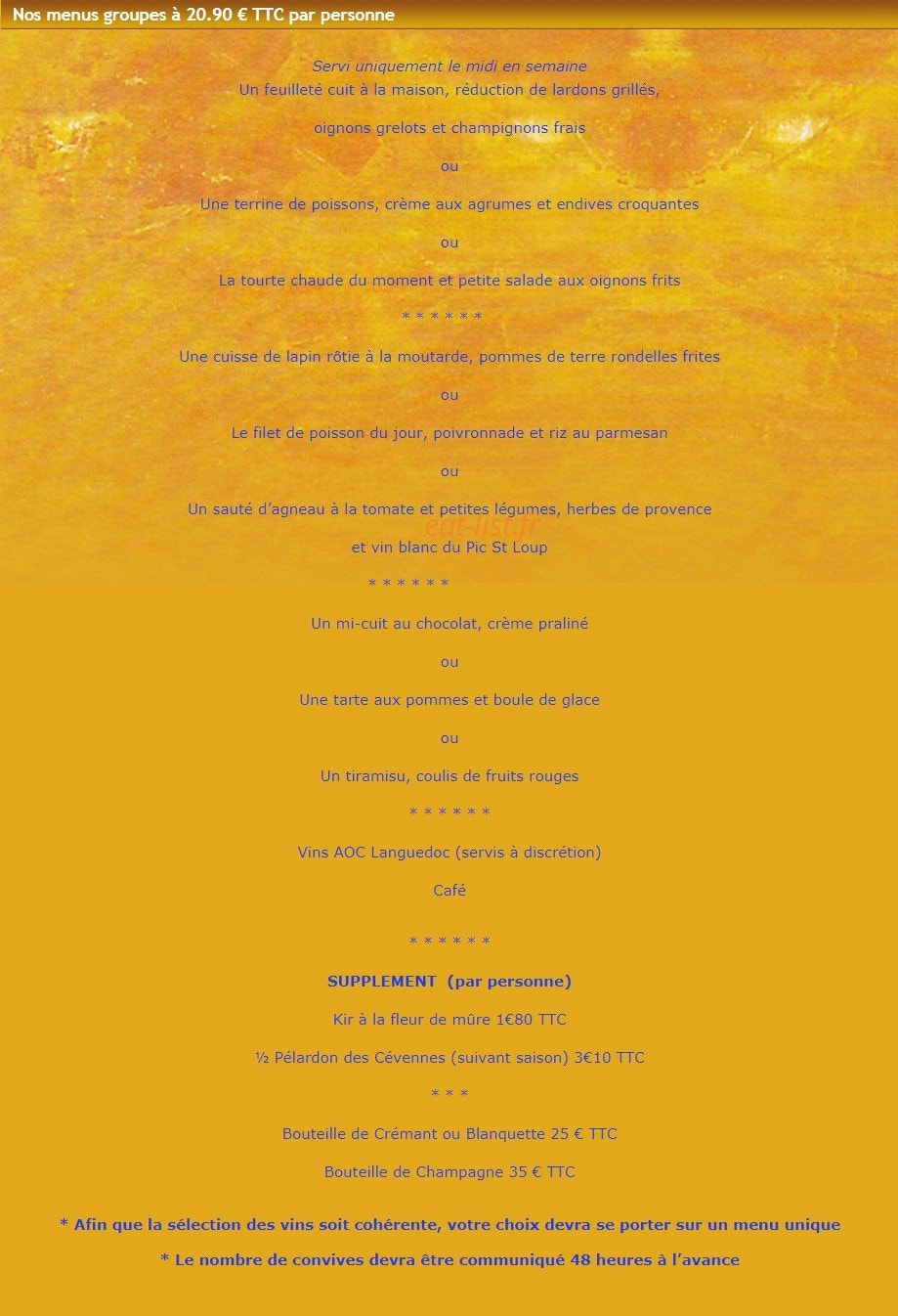 Les Cuisiniers Vignerons — carte page 2