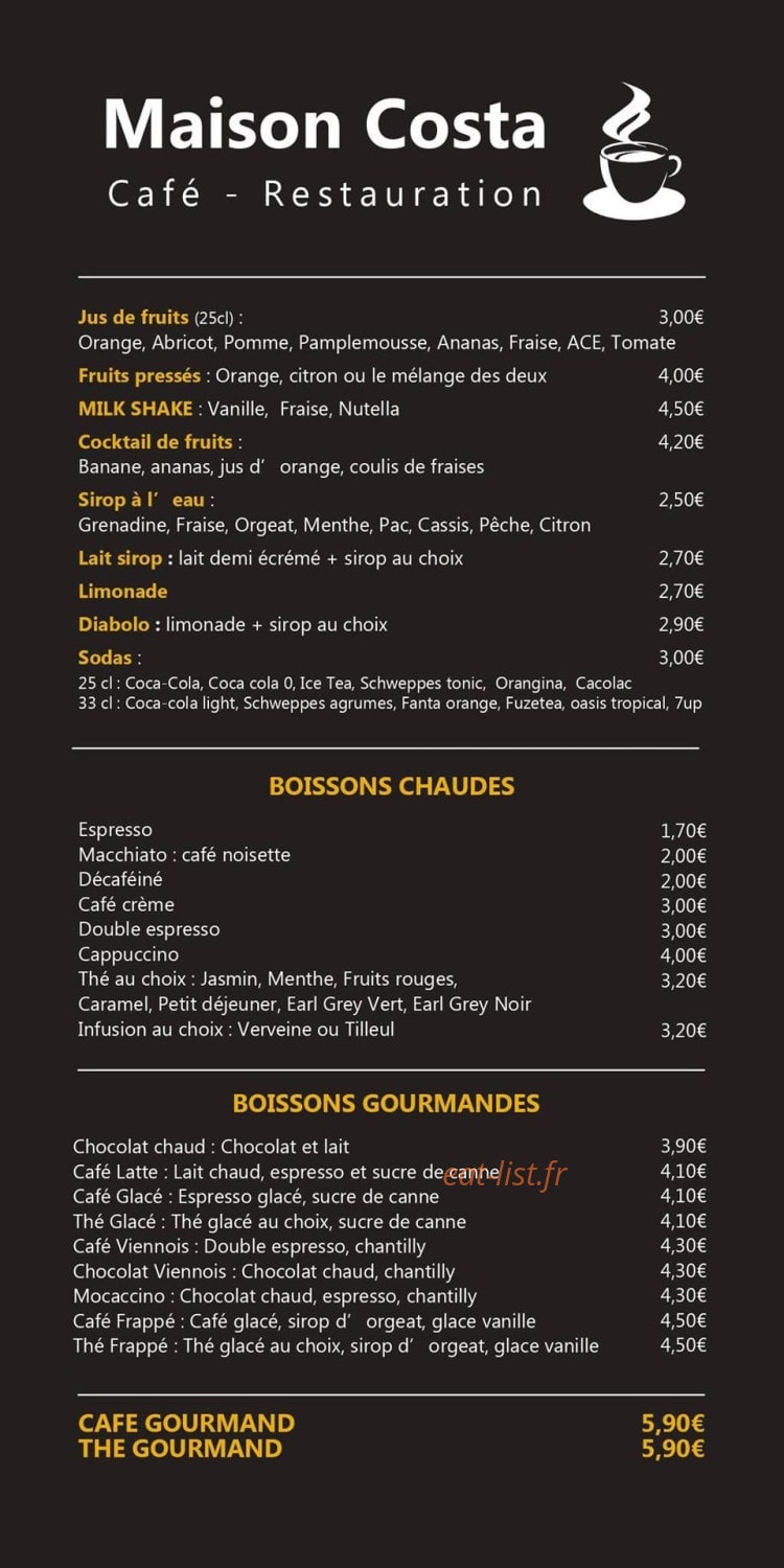 Maison Costa — carte page 2