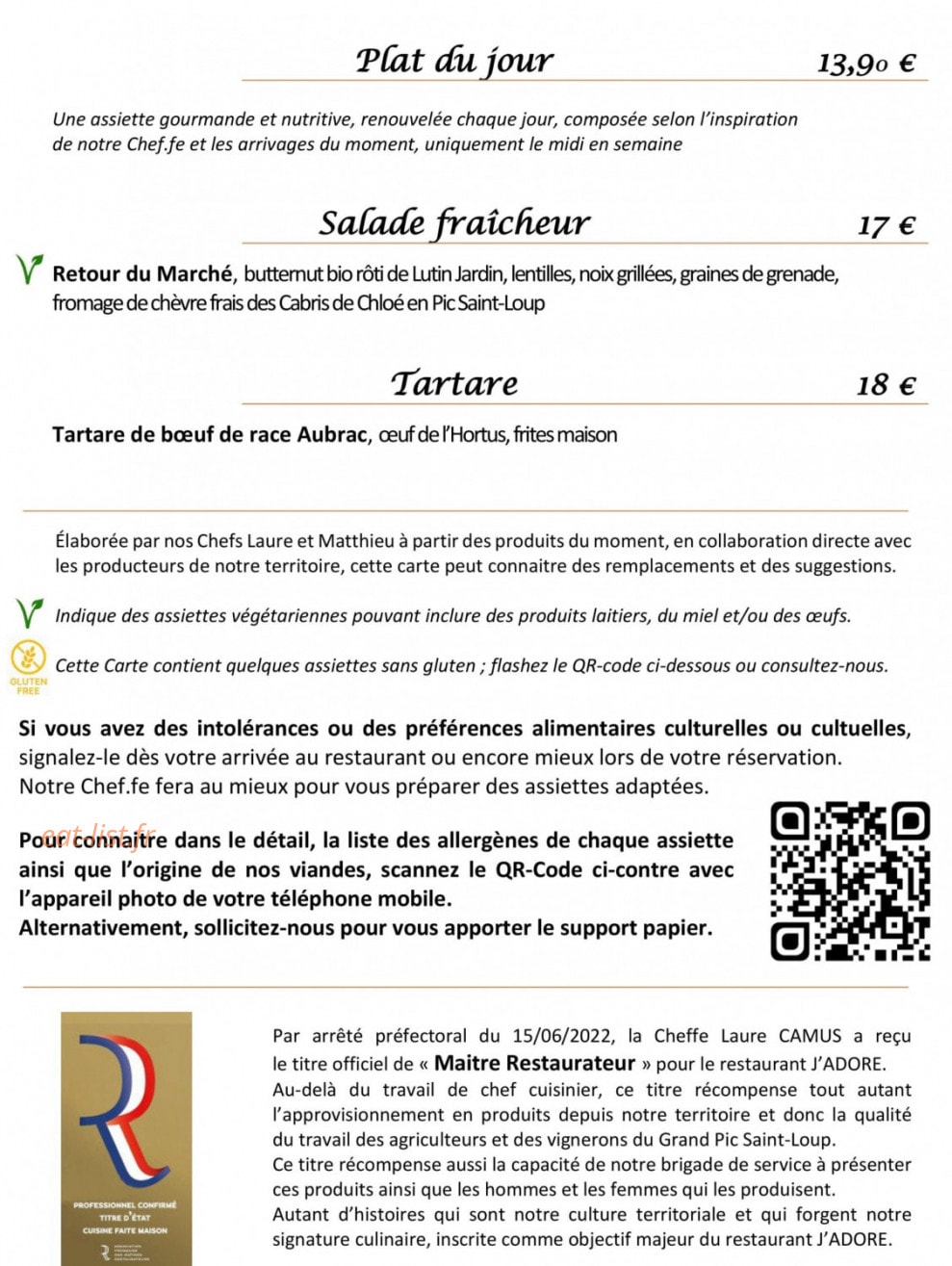J'adore — carte page 2