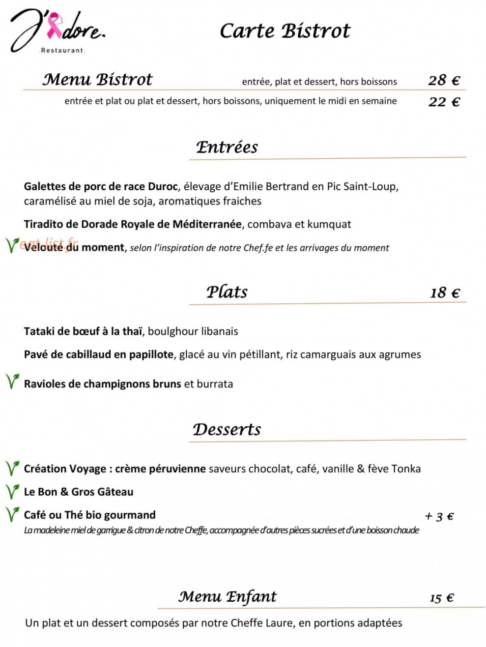 J'adore — carte page 1