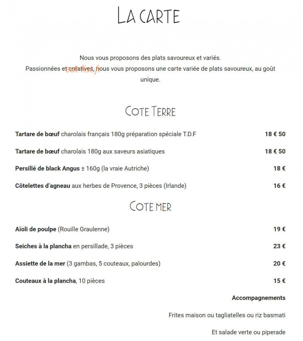 La Table des Filles — carte page 1