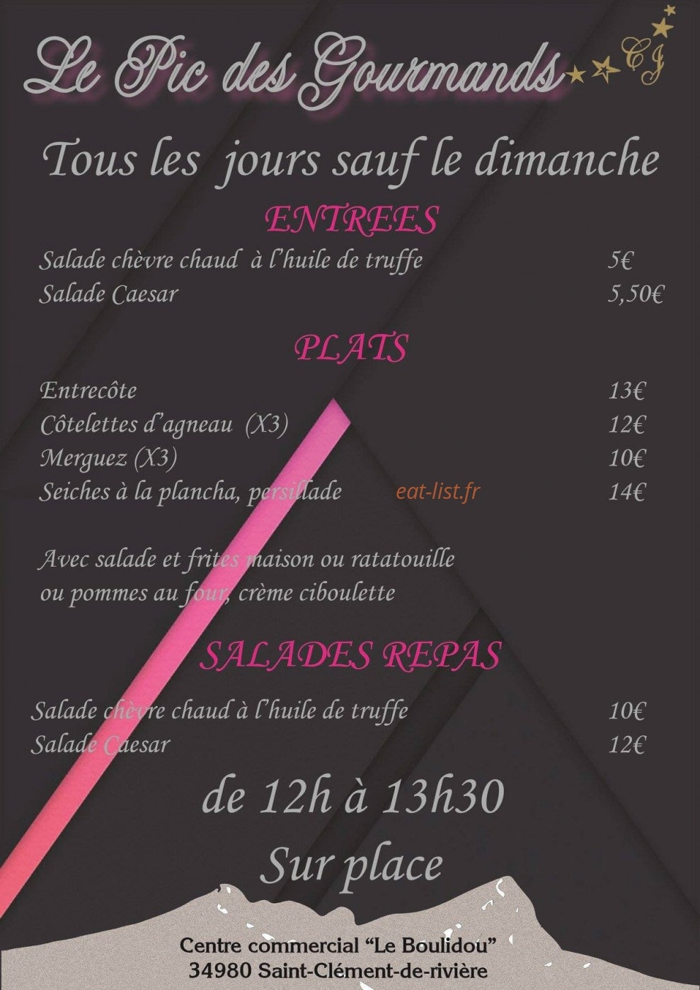 Le Pic des Gourmands — carte page 1