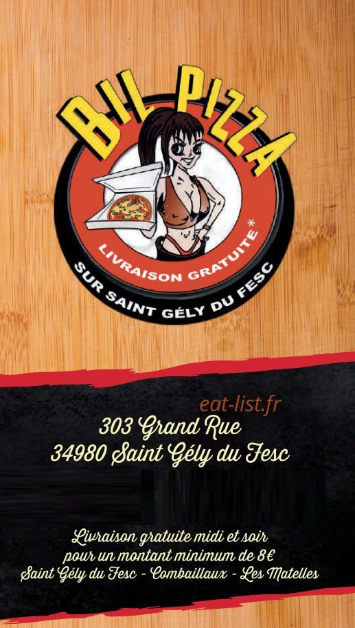 Bil Pizza — carte page 1