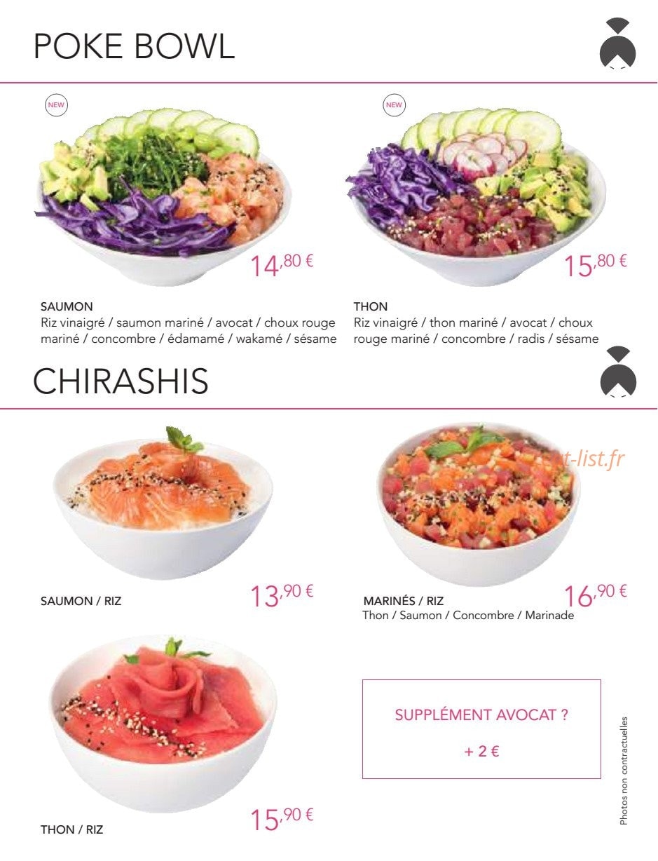 Carte et menu de Lady Sushi à Saint Gely du Fesc — Les pokes bowl et chirashis