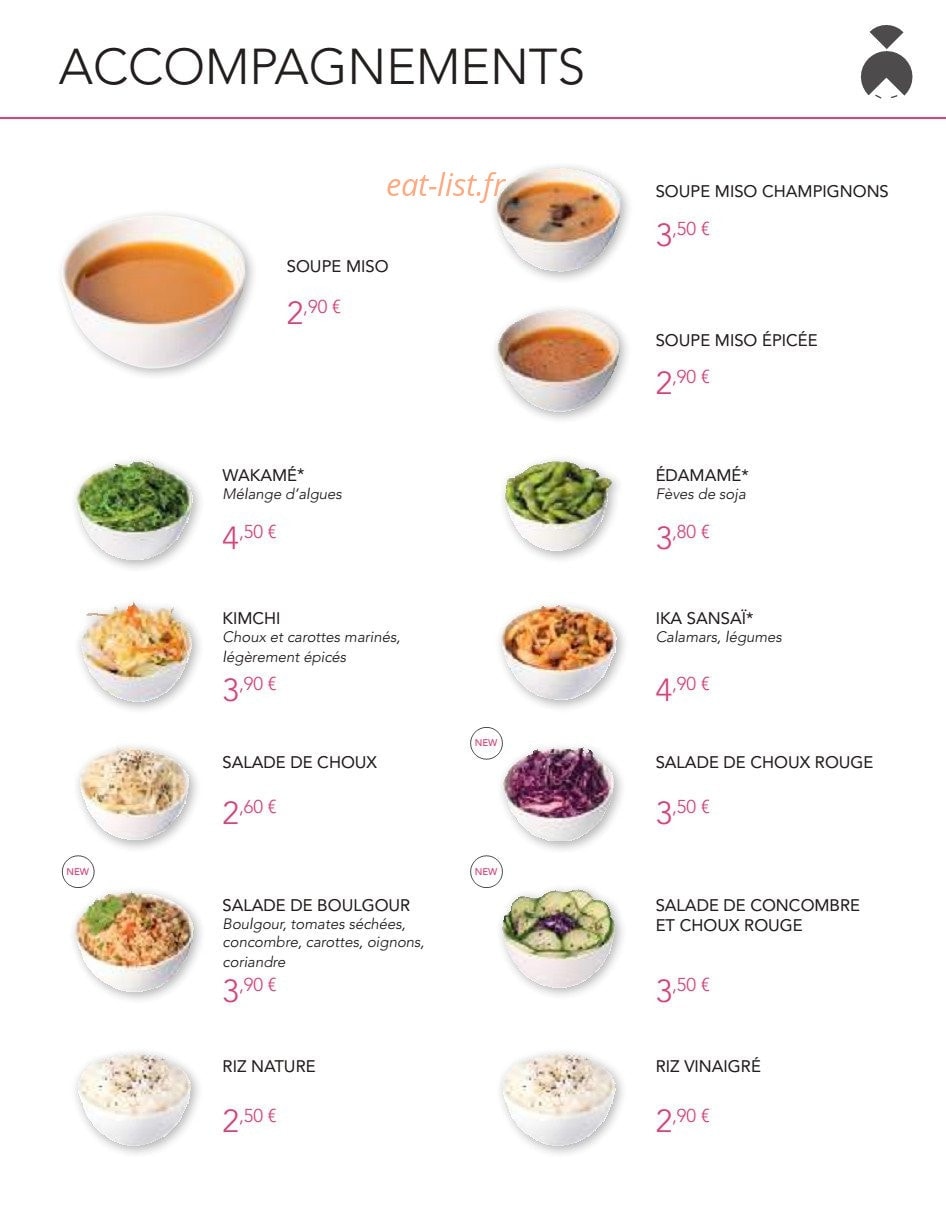 Carte et menu de Lady Sushi à Saint Gely du Fesc — Les accompagnements