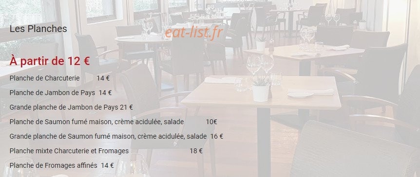 Carte et menu de Le Clos des Oliviers à Saint Gely du Fesc — Planches