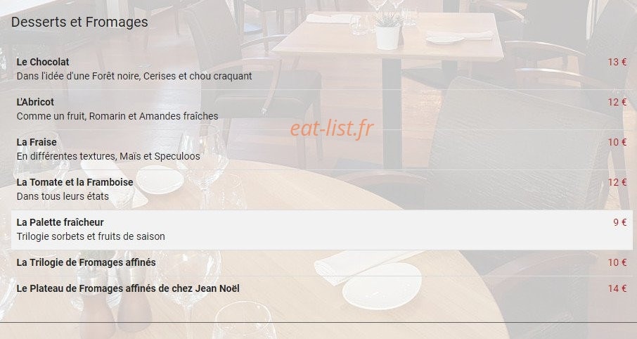 Carte et menu de Le Clos des Oliviers à Saint Gely du Fesc — Desserts et fromages